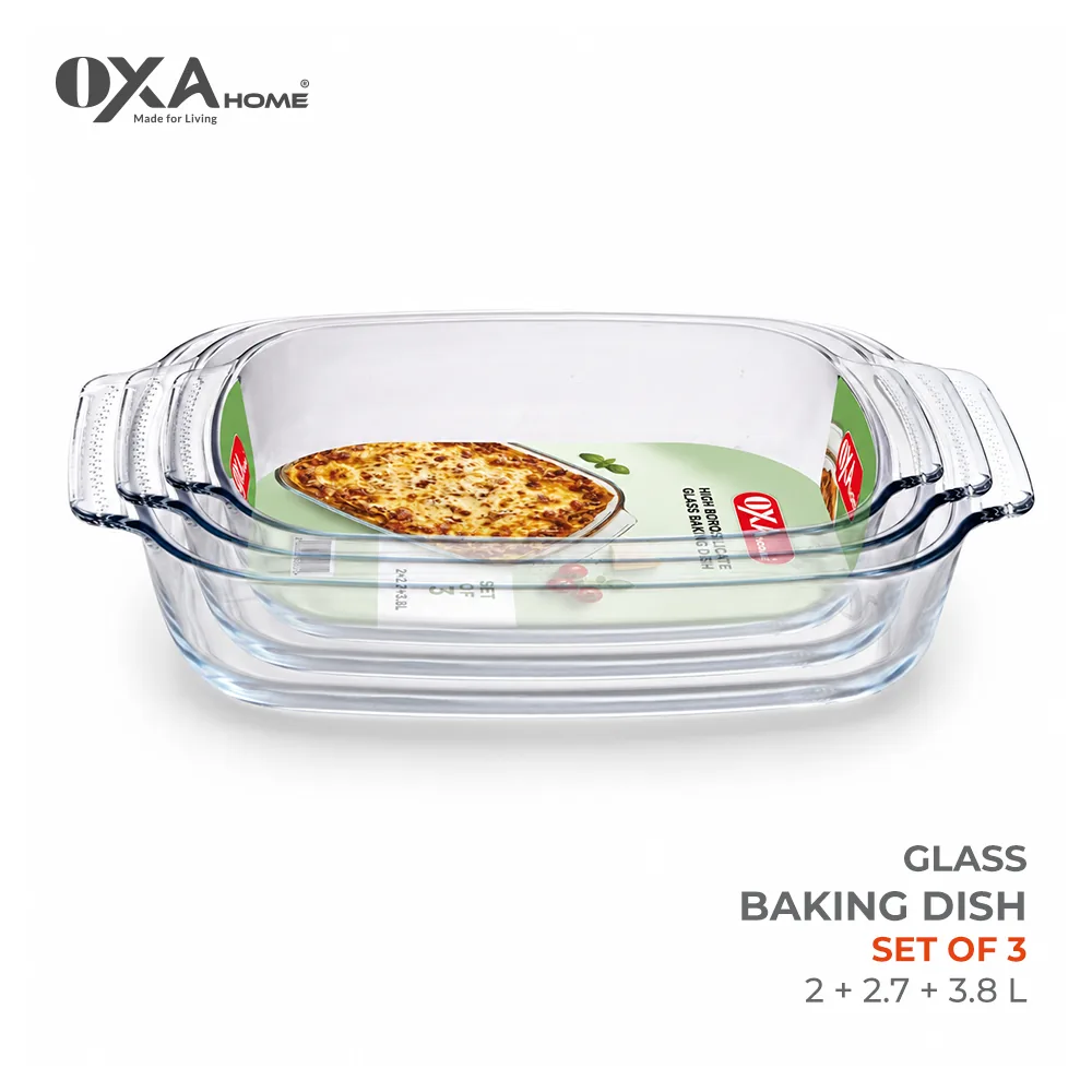 Glass baking dish set, 3 pieces